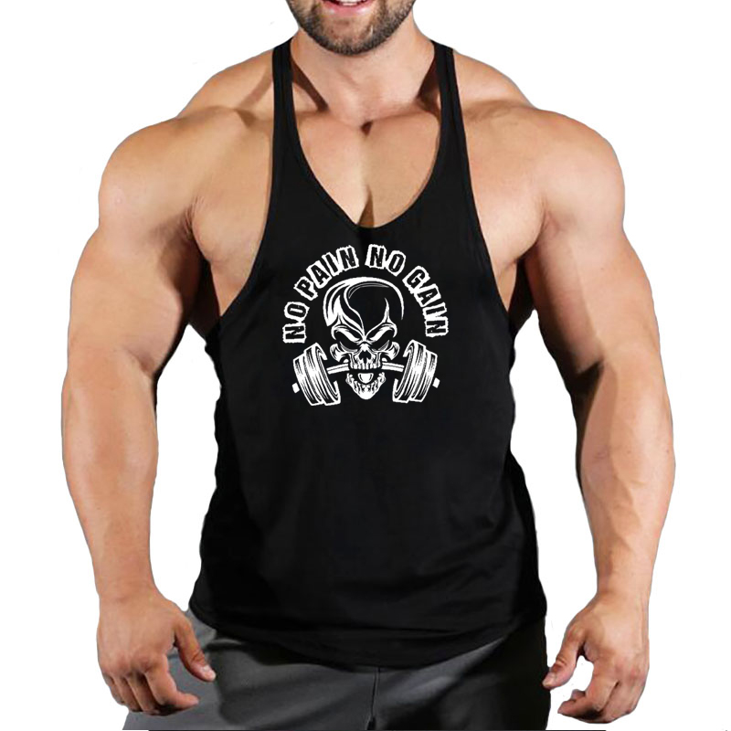 Tank Top Muscle - قميص رجالي قطني مطبوع بدون أكمام