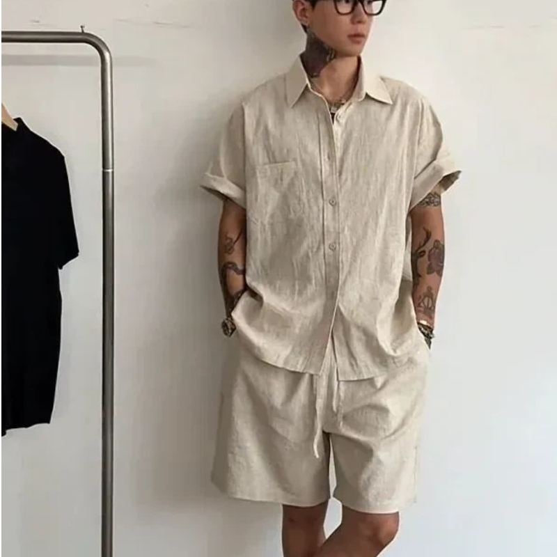 Linen Shirt Breathable - طقم رجالي من قطعتين من الكتان