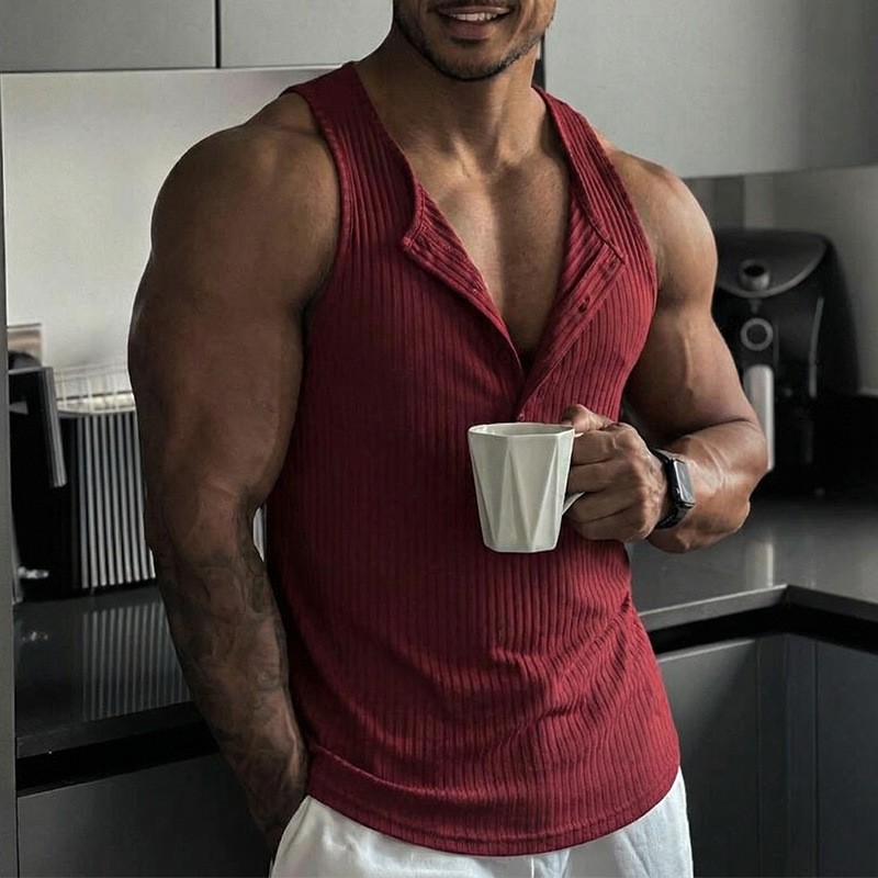 Tank Top Muscle - توب رياضي بدون أكمام بلون موحد،