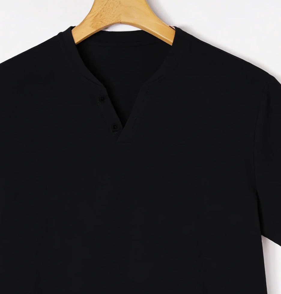 تي شيرت هينلي أسود أنيق بأكمام - مراجعة Linen Shirt Breathable وسعره
