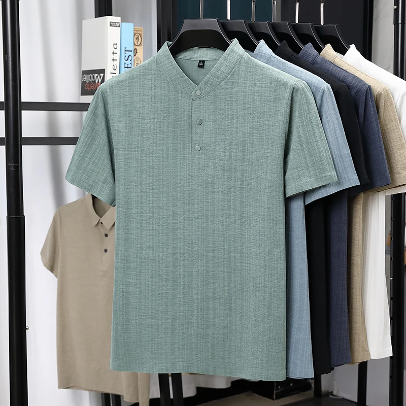 قمصان رجالية بياقة ماندارين وأ - مراجعة Linen Shirt Breathable وسعره