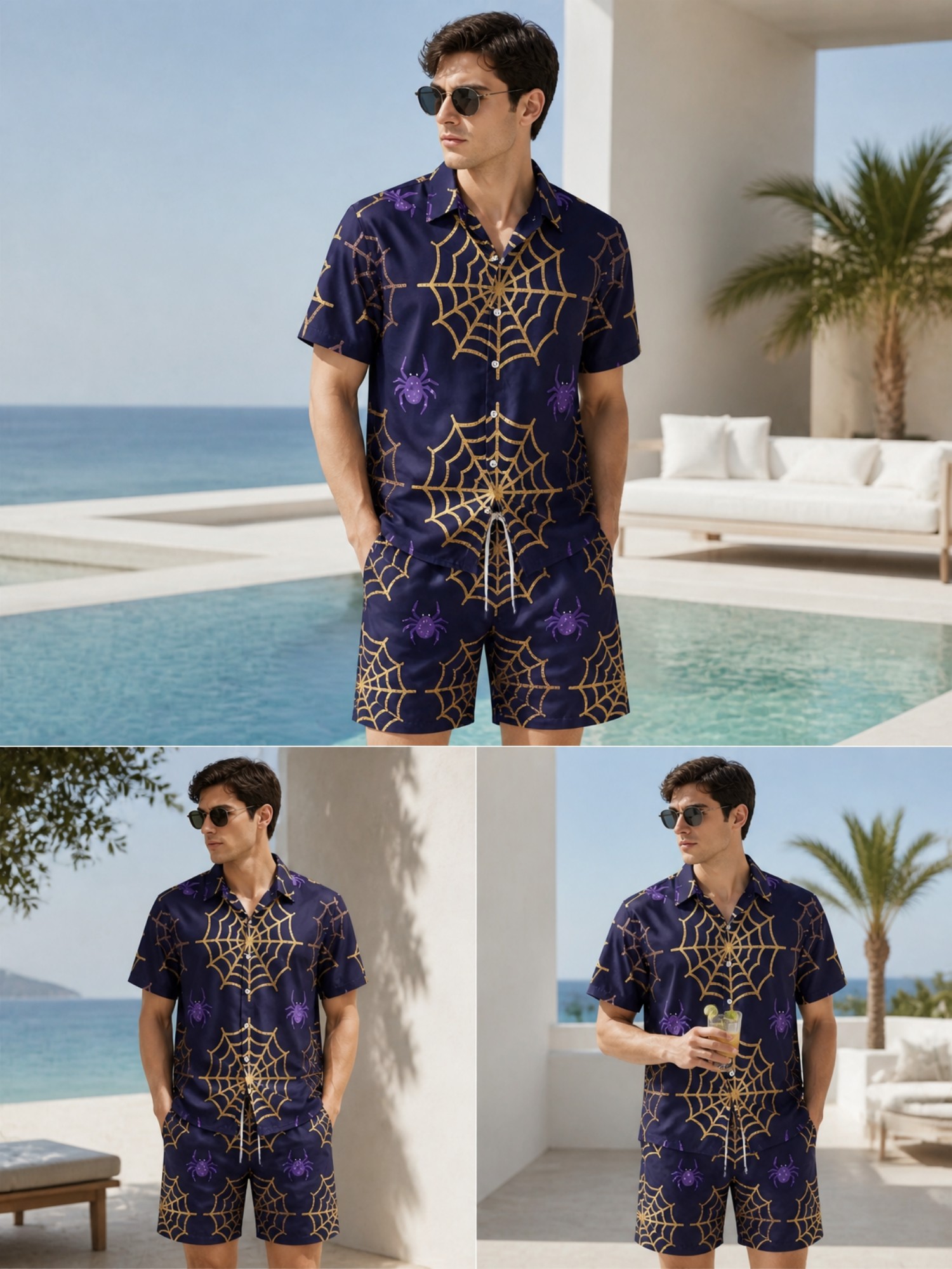 طقم قميص بولو رجالي صيفي بأكما - مراجعة Resort Shirt Floral وسعره