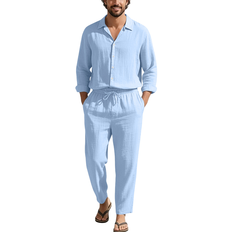 أطقم كاجوال من الكتان للربيع و - مراجعة Linen Shirt Breathable وسعره